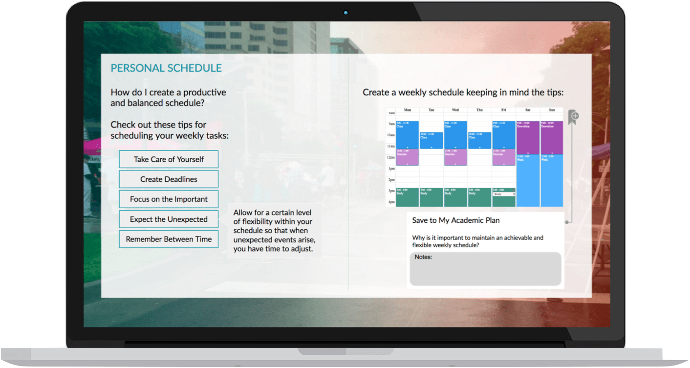 An example of CSEUB's academic planner tool for students